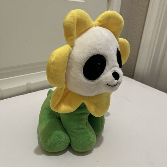 Applause Jazwares Yellow Green Sunflower Flower Plush 9" Smile Face Stuffed Toy - Picture 3 of 9